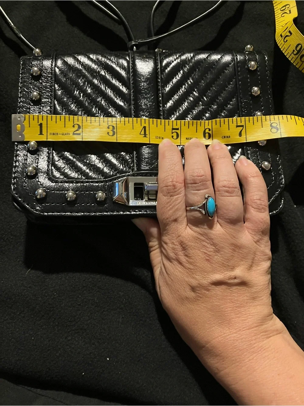 Rebecca Minkoff Black Quilted Leather Studded Love Crossbody Bag